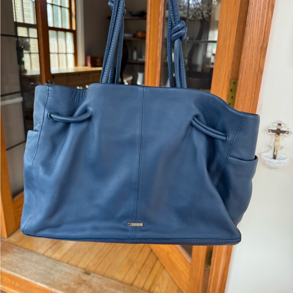 Vince Camuto Nicco Large Leather Tote - Lapis Blue + Dust Bag (Retail $250+)
